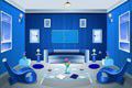 Blue living room escape